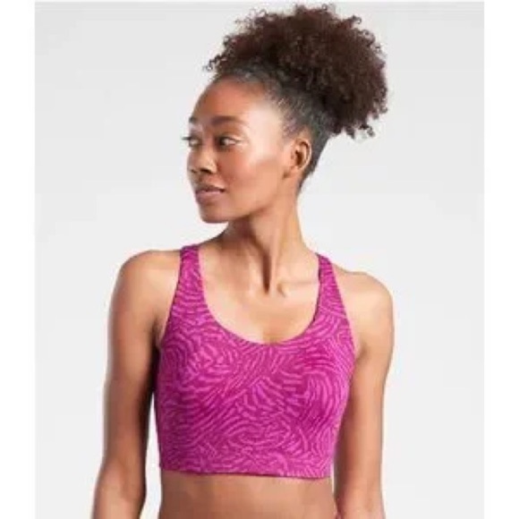 Athleta Advanced Sports Bra Animal Print Purple and Pink size 34E DD - Picture 12 of 12